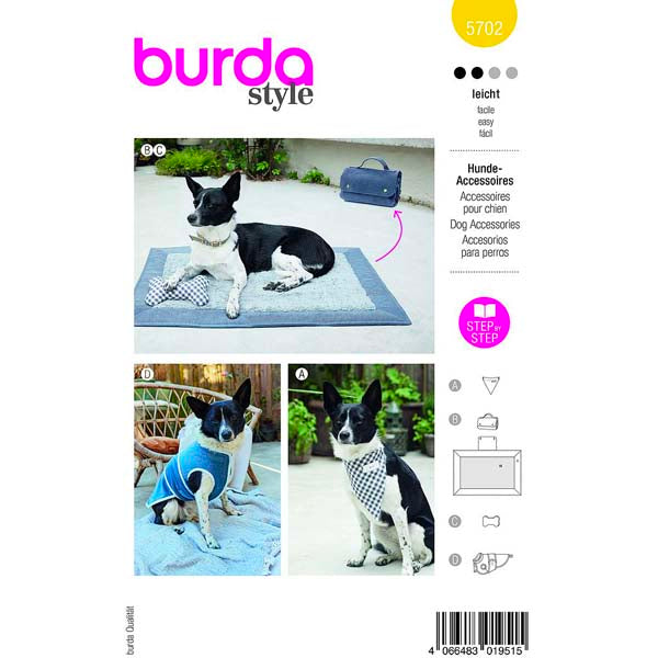 Patron de vêtement pour chien, Accessoires habits pour chiens Burda 5702