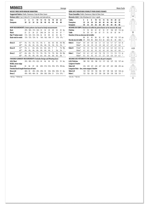 Patron couture robe longue, McCall's 8603