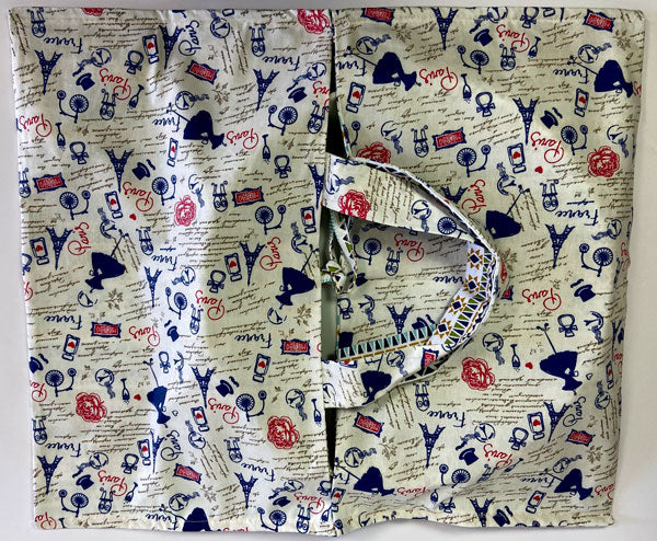Sac à tarte réversible motif Paris fait main en tissu oeko-tex