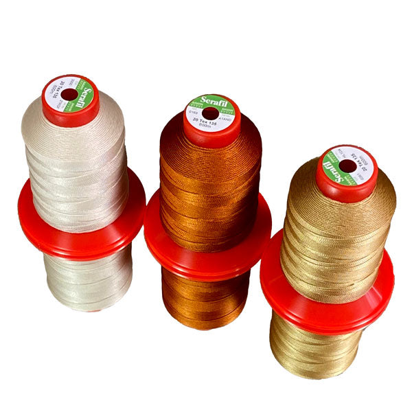 Bobine de Fil Serafil 20, 600m, Fil polyester pour chaussures/jeans, ocre, Col 163