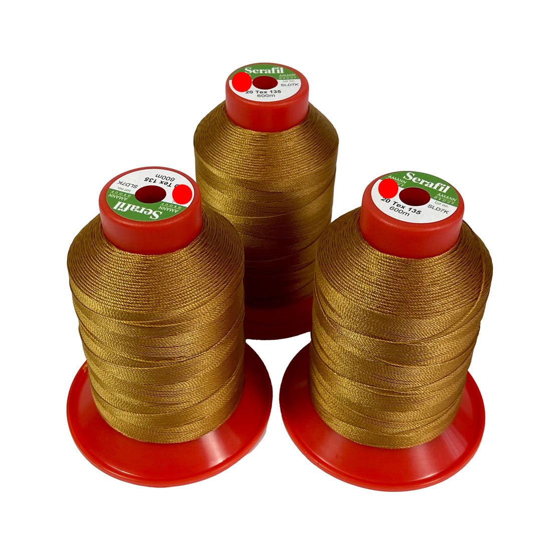 Bobine de Fil Serafil 20, 600m, Fil polyester pour chaussures/jeans, marron, Col 7831