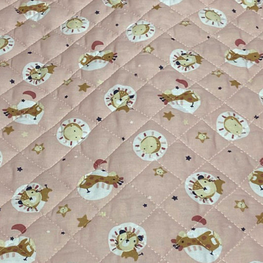 Tissu coton matelassé réversible pour enfants, Blini/Bloubi, Poudre/caramel rose