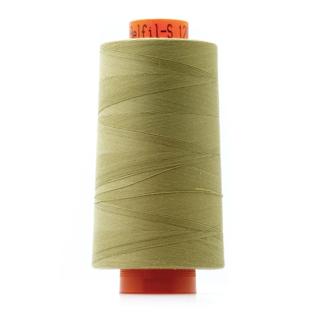 Bobine de fil polyester marron vert, Cône surjeteuse 5000m Col 464 Belfil