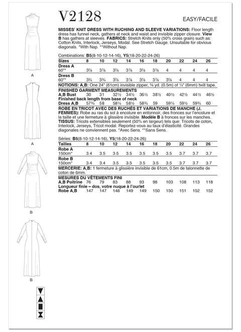 Patron robe longue, robe de soirée, Vogue 2128