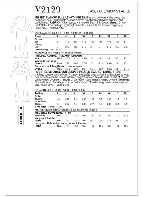 Patron robe longue, robe de soirée, Vogue 2129