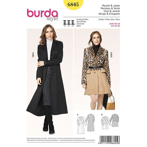 Patron de couture veste et manteau Burda 6845