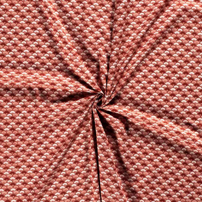 Tissu Popeline de coton motifs abstrait couleur brique, 50 cm