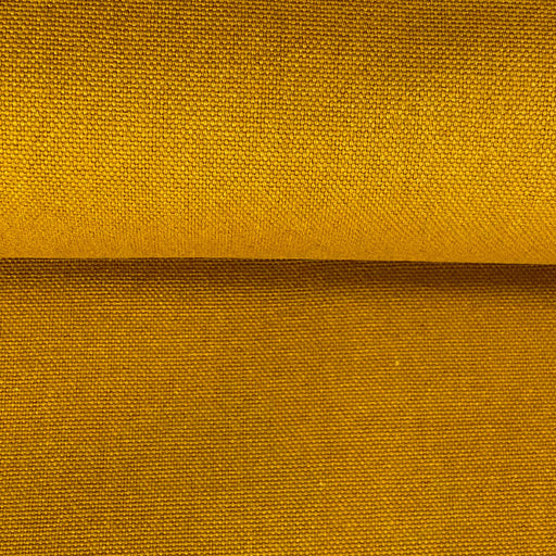 Tissu coton épais uni demi natté moutarde, création française