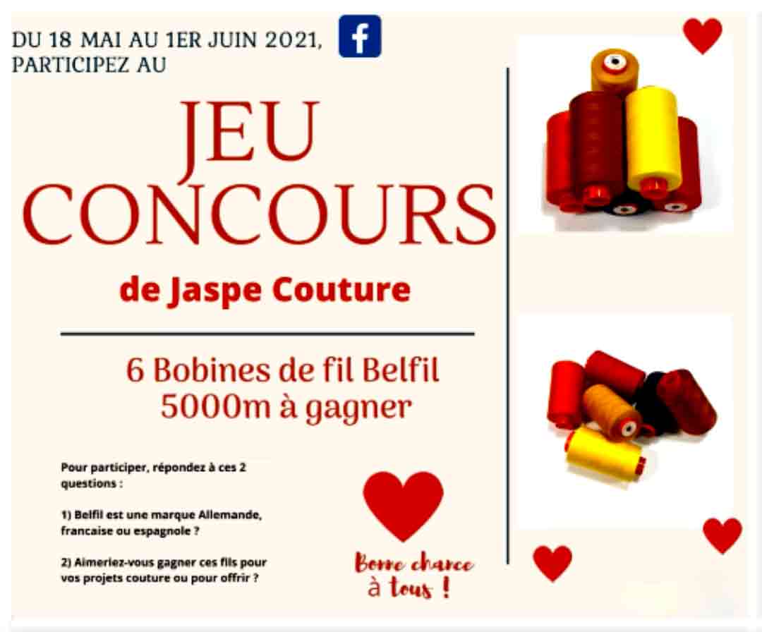 Jeu concours avec Jaspe Couture du 18 mai au 1er juin, Fil surjeteuse Belfil 2021