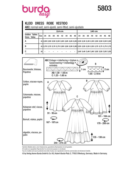 Patron de couture robe de grossesse Burda 5803