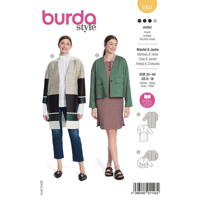 Patron de couture veste et manteau Burda 5931