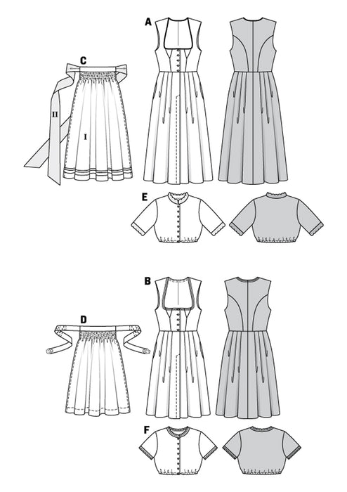 Patron robes tyroliennes, robe bavaroise, Dirndl, Burda 6268