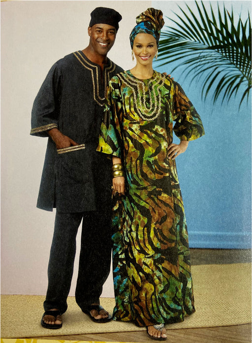 Patron de couture, patron pantalon africain, homme et femme Butterick 6748