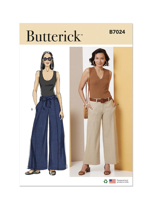 Patron de pantalons à jambes larges Butterick 7024