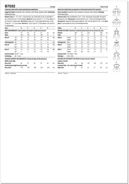 Patron robes enfants Butterick 7032