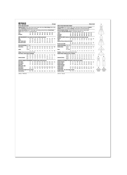 Patrons de couture robe et veste vintage Butterick 7052