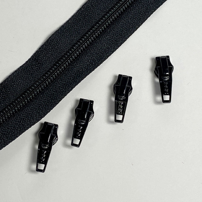 fermeture zip à glissière YKK longueur 65 cm couleur noir séparable largeur  3.2 cm largeur du zip spirale 6,5 mm curseur métal