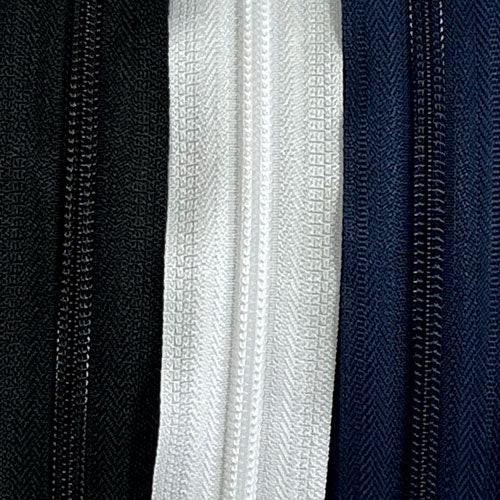 Zip Fermeture éclair au mètre YKK, marine, maille nylon/spirale 6mm +2 curseurs