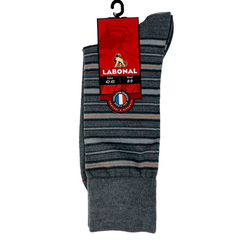 Chaussettes rayures laine gris, Chaussettes homme