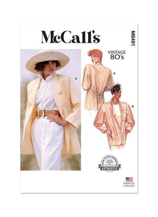 Patron couture veste vintage année 80 McCall's 8491