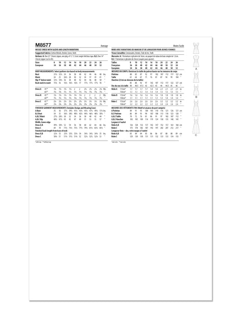 Patron couture robe McCall's 8577