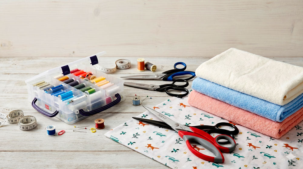 Promotion ciseaux, rangement couture et tissus