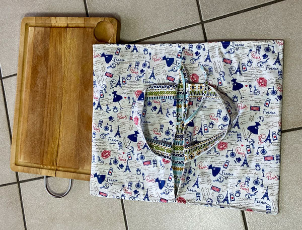 Sac à tarte réversible motif Paris fait main en tissu oeko-tex