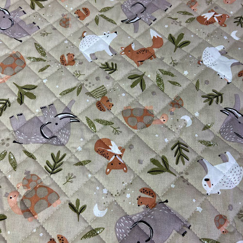 Tissu coton matelassé réversible pour enfants, Cromignon/Capybara, 50cm