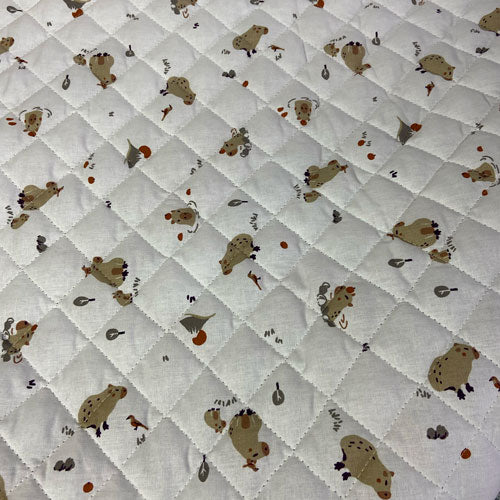 Tissu coton matelassé réversible pour enfants, Cromignon/Capybara, 50cm