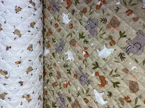 Tissu coton matelassé réversible pour enfants, Cromignon/Capybara, 50cm