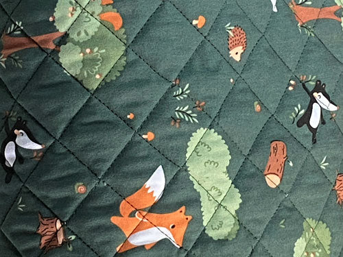 Tissu coton matelassé réversible pour enfants, Guy/Doupadi vert lin