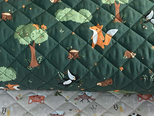 Tissu coton matelassé réversible pour enfants, Guy/Doupadi vert lin