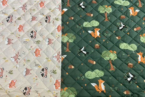 Tissu coton matelassé réversible pour enfants, Guy/Doupadi vert lin