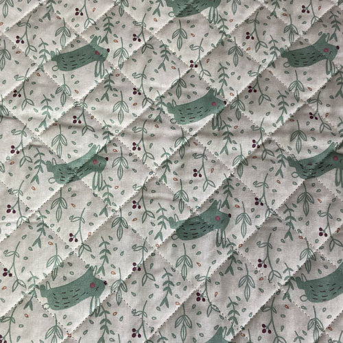 Tissu coton matelassé réversible pour enfants, Hopla/Grege/Celadon