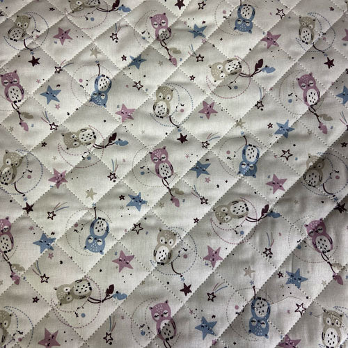 Tissu coton matelassé réversible pour enfants, Lunazel/Chouni/Vieux Rose