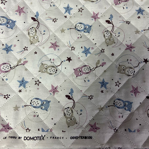 Tissu coton matelassé réversible pour enfants, Lunazel/Chouni/Vieux Rose