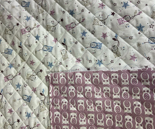 Tissu coton matelassé réversible pour enfants, Lunazel/Chouni/Vieux Rose