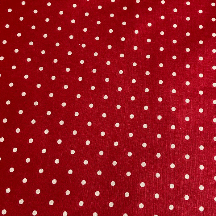 Tissu coton rouge imprimé pois blancs, 25cm
