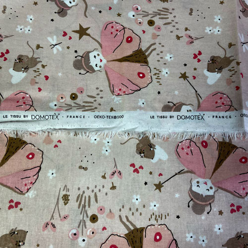 Tissu coton talula pêche rose, tissu Domotex, 50cm