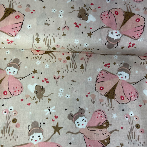 Tissu coton talula pêche rose, tissu Domotex, 50cm