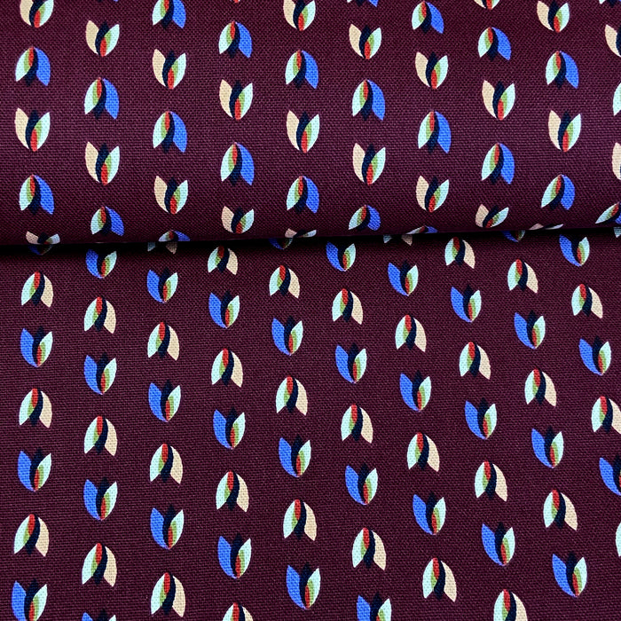 Tissu coton demi natté Eiwe/Purple, création française, 50cm