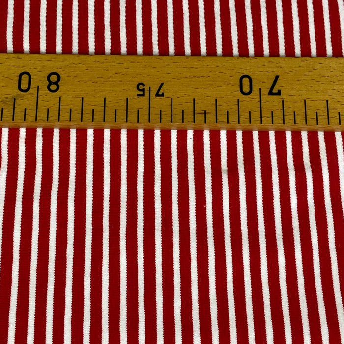 Tissu jersey rayures marin rouge/blanc, tissu Domotex, 50cm