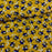 Tissu viscose Omby ocre/bleu made in France, motifs fleurs, 50cm