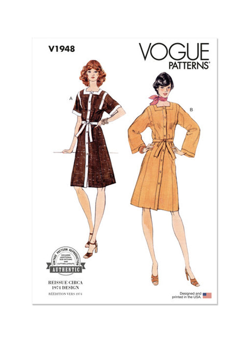 Patron couture robe vintage, robe années 70, Vogue 1948