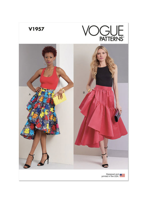 Patron de jupe asymétrique  Vogue 1957, Patron couture femme