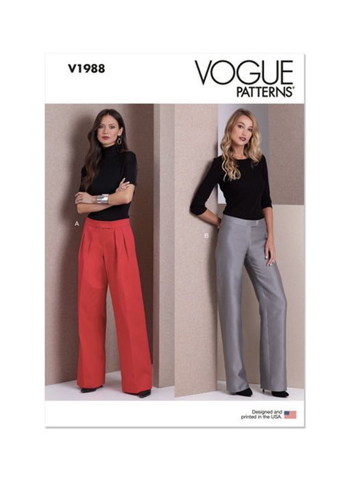 Patron couture femme, patron pantalon à jambes larges, Vogue 1988