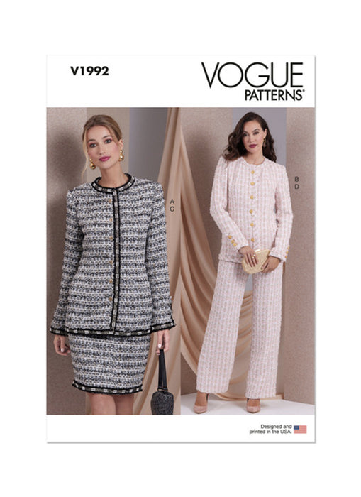 Patron de veste, jupe et pantalon Vogue 1992