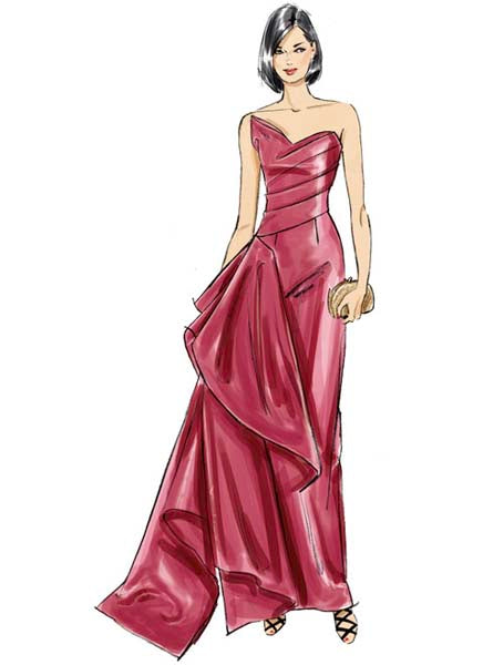 Patron robe bustier longue, robe de soirée, Vogue 2131