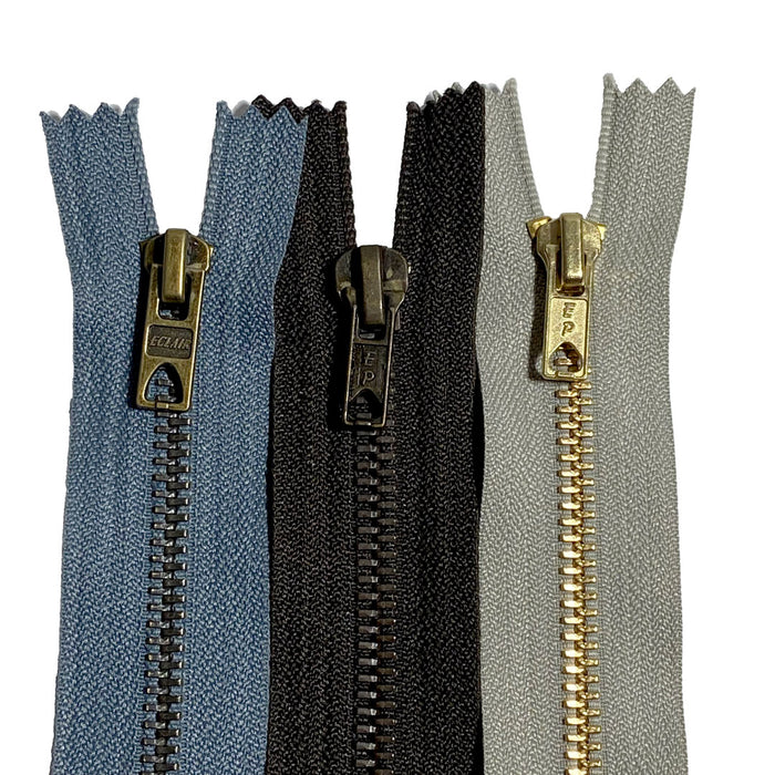 Fermeture Eclair métal Jeans gris foncé, 6mm, Z14