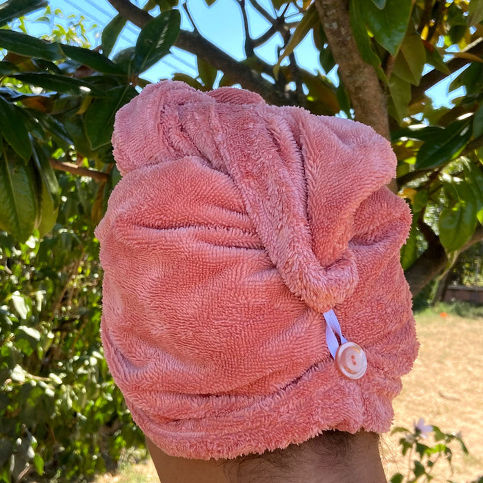 Serviette sèche cheveux en micro éponge de bambou, tissu ultra absorbant